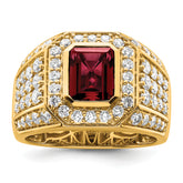 10k 1 7/8 carat Lab Grown Diamond VS/SI+ G+ and Lab Created Ruby Men's Ring